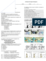 Avaliação de Língua Portuguesa com exercícios de figuras de linguagem