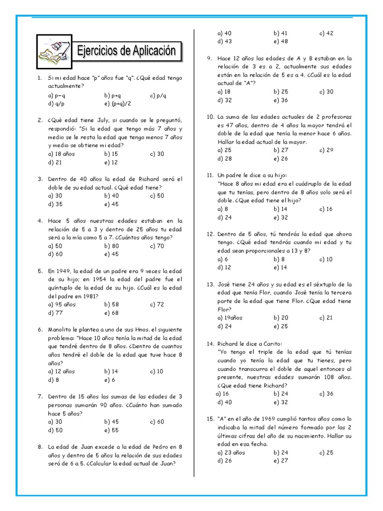 Ejercicios de Edades para Secundaria | PDF