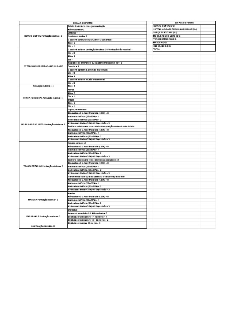 Escala de Mobilidade PERME | PDF