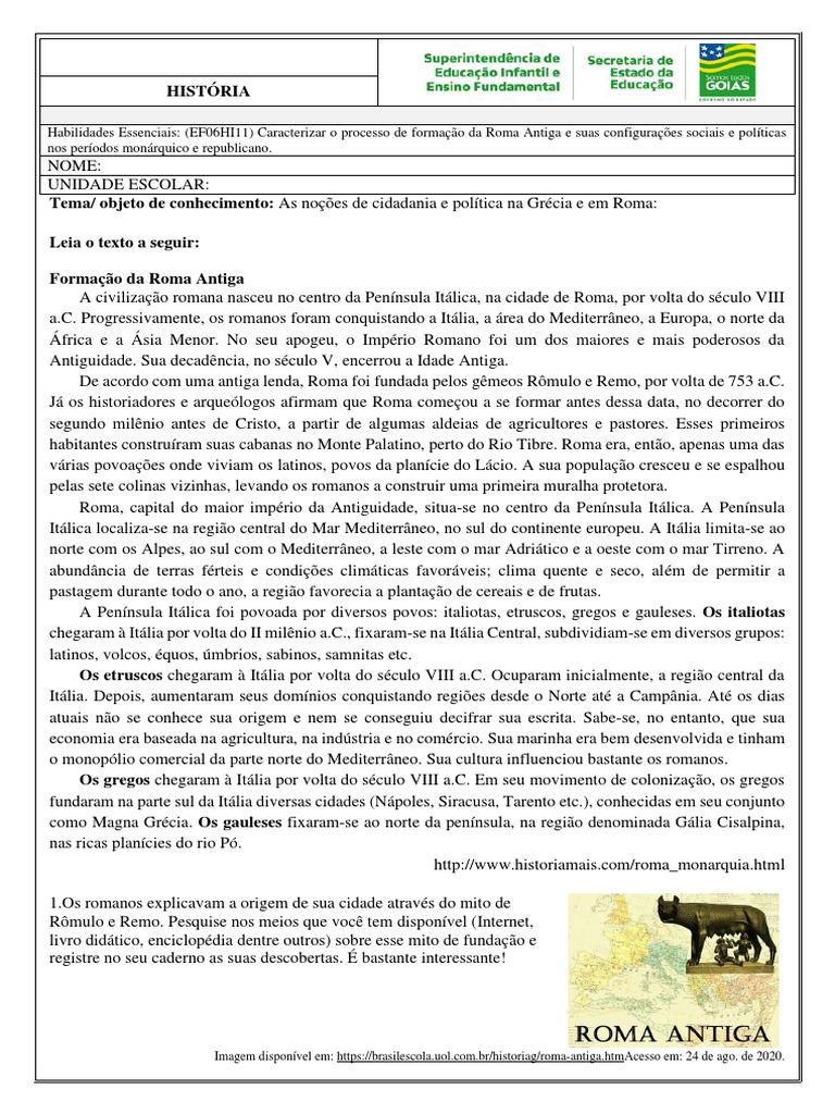 Formação Da Roma Antiga PDF | PDF | Roma | República Romana