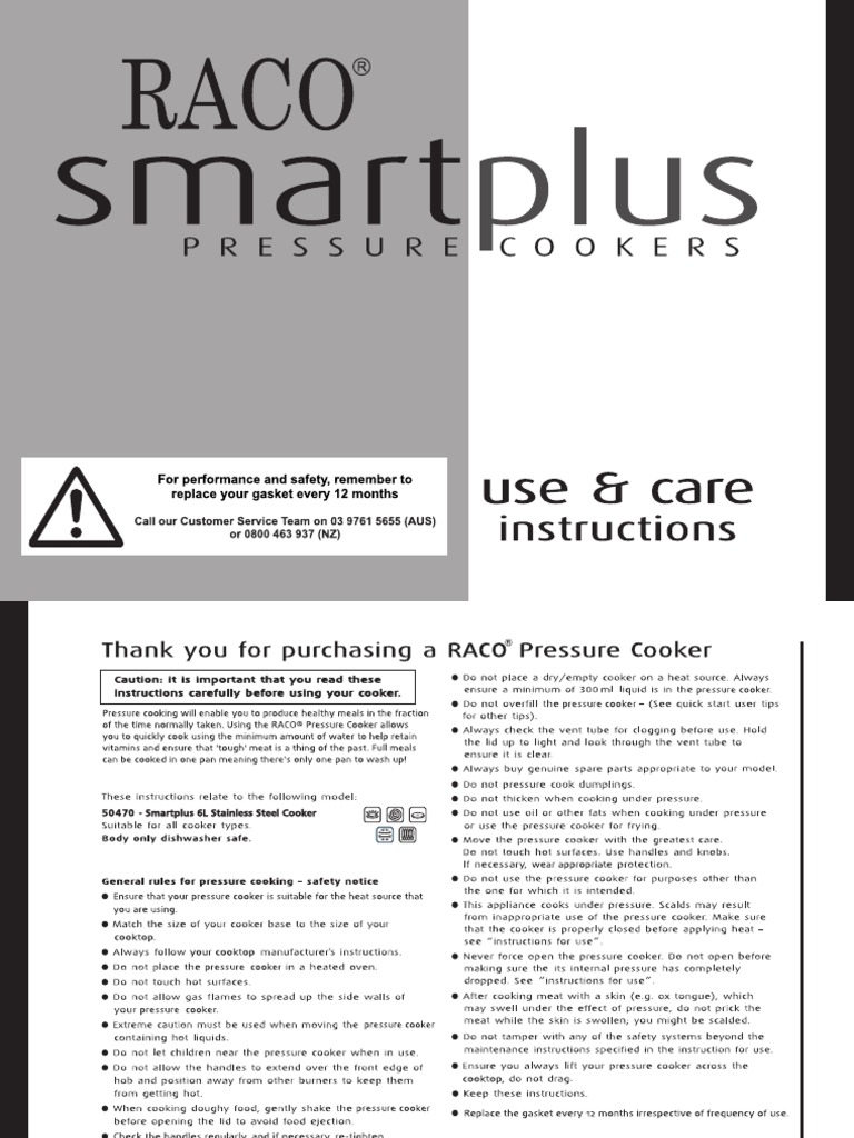 Raco pressure cooker manual deals