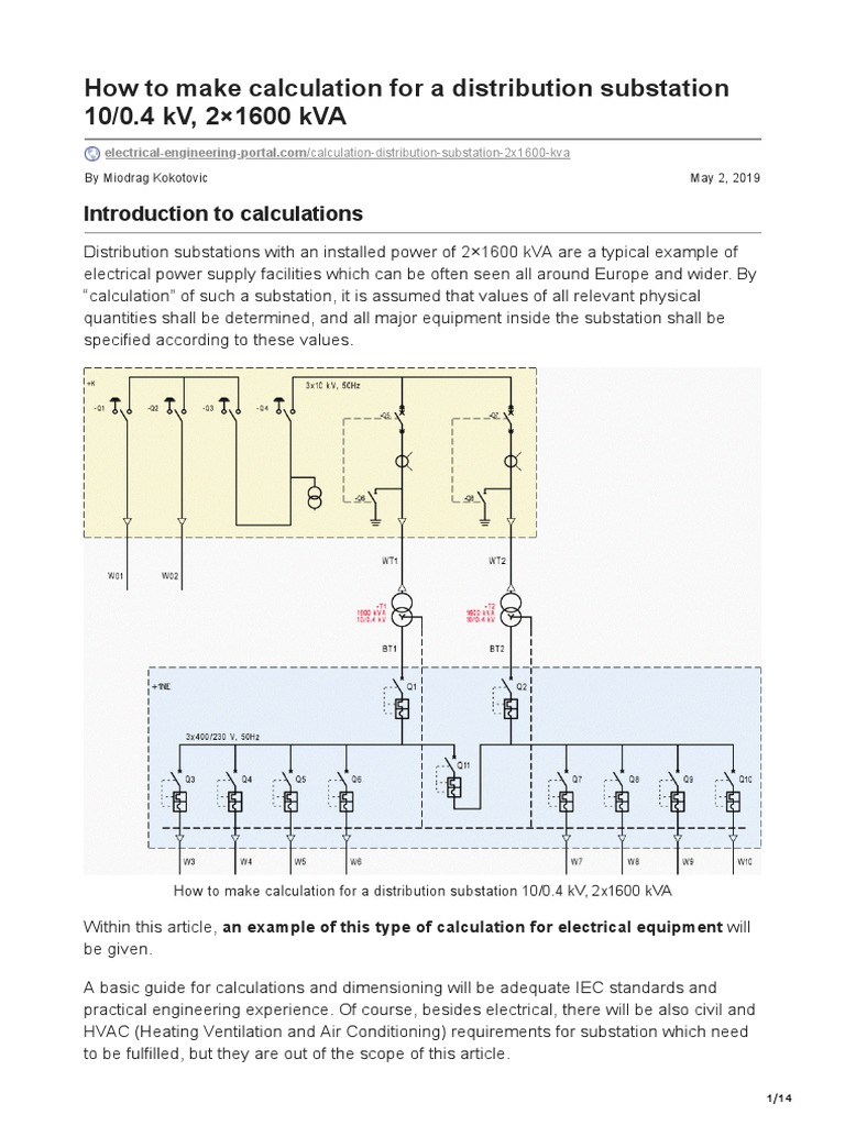 How To Make Calculation For A Distribution Substation 1004 KV 21600 kVA ...