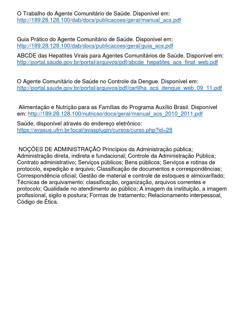 Trabalho do Agente Comunitário de Saúde | PDF