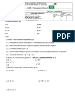 EMEF Dora Arnizaut Silvares - Avaliação de Matemática 7o Ano