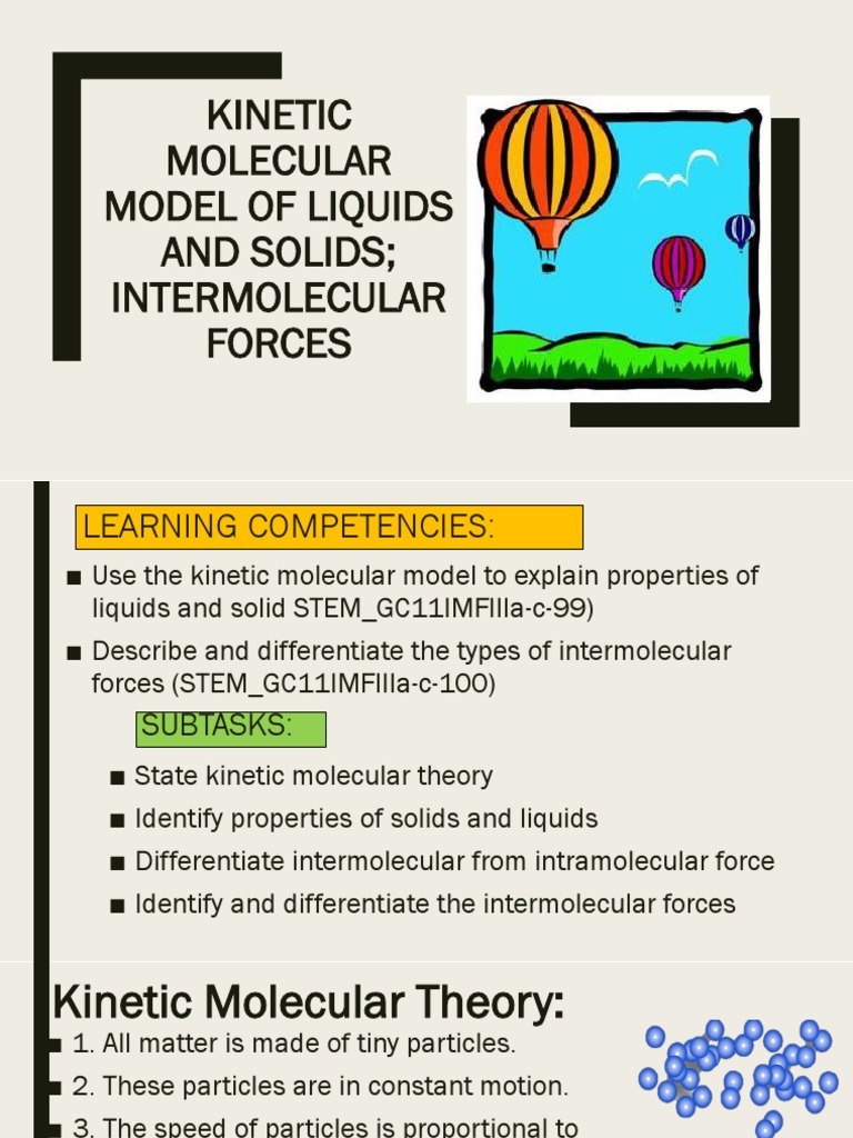 Kinetic Molecular Model of Liquids and Solids PDF | PDF