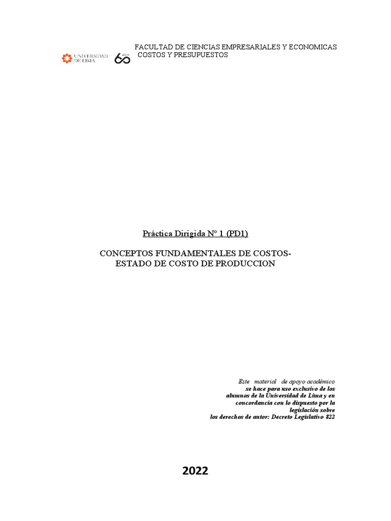 Costos y Presupuestos 1 | PDF | Costo | Presupuesto