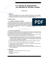 Práctica 8. Teorema de Superposición - Propiedad de Aditividad de Circuitos Lineales PDF