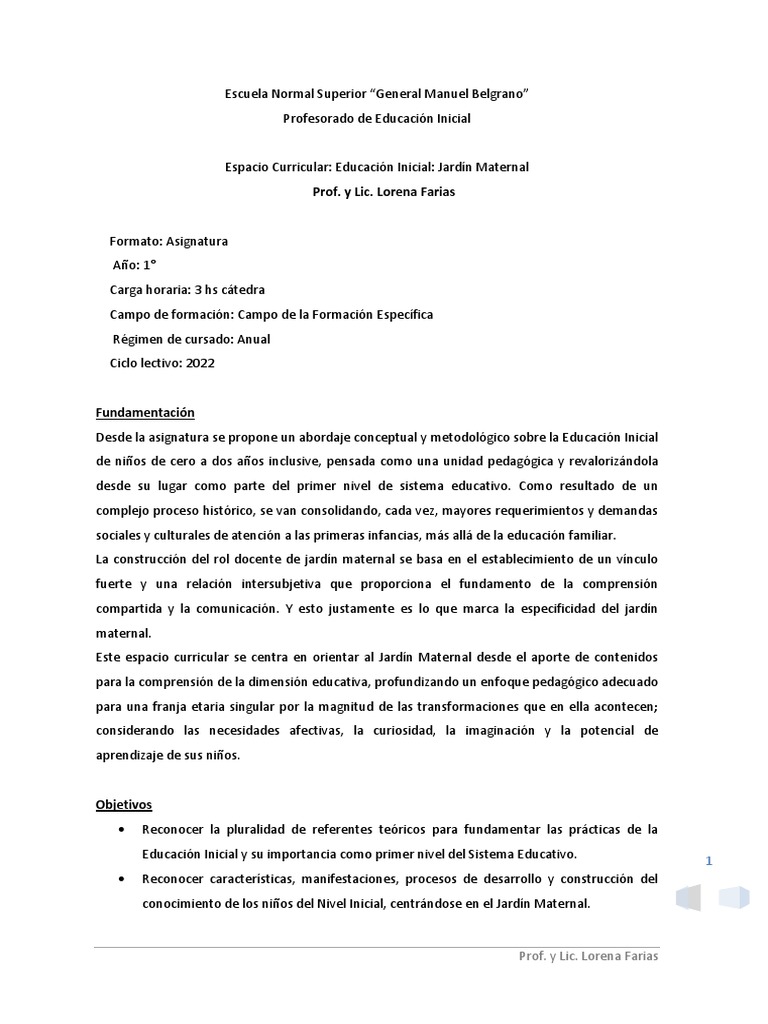 Educación Inicial en Jardín Maternal | PDF | Educación de la primera ...