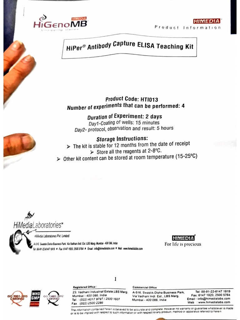 Antigen Capture ELISA Teaching Kit PDF PDF