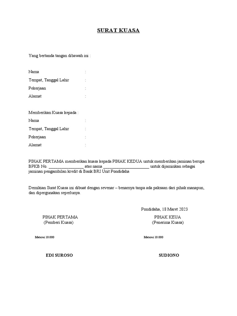 Surat Kuasa | PDF