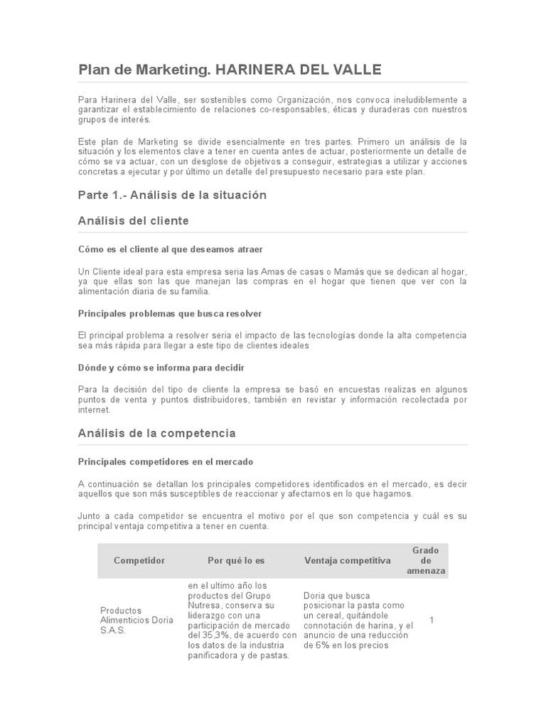 Plan de Marketing | PDF | Marketing | Presupuesto