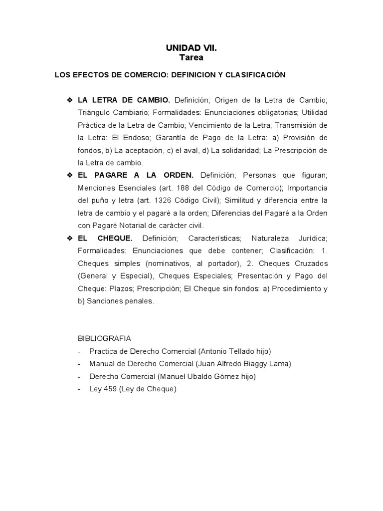 Efectos de Comercio: Letra, Pagaré y Cheque | PDF