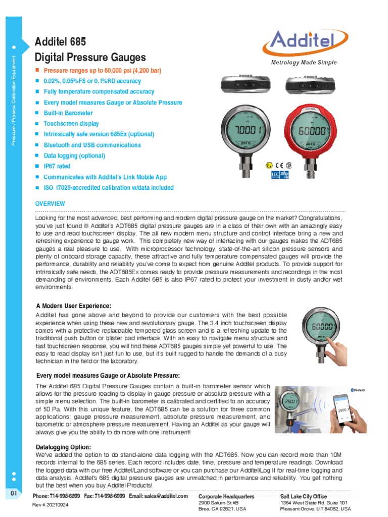 Advanced Digital Pressure Gauges | PDF