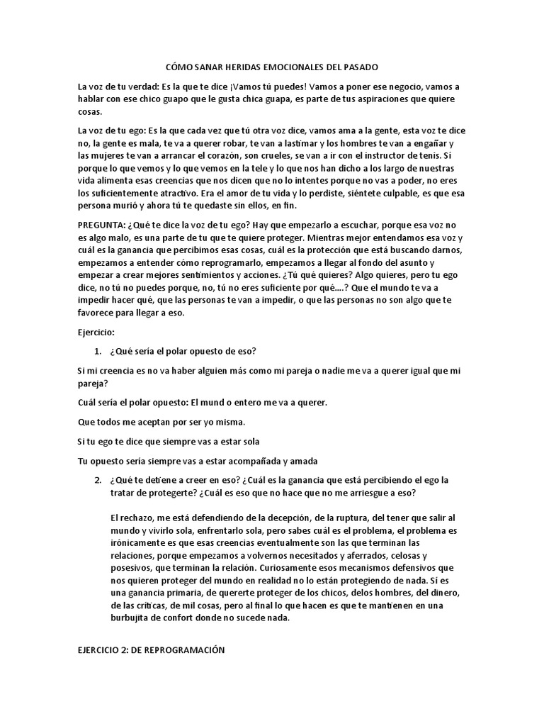 Cómo Sanar Heridas Emocionales Del Pasado | PDF | Amor | Mente