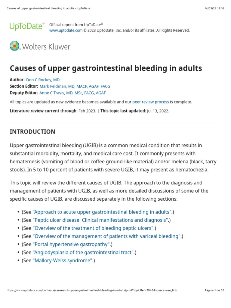 Upper Gastrointestinal Bleeding In Adults: Evaluation And Management ...