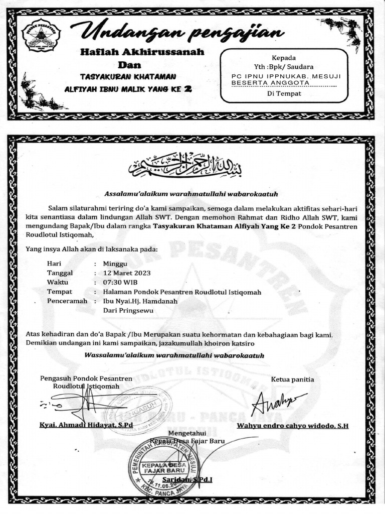 Undangan PC Ipnu Ippnu Fiks PDF | PDF