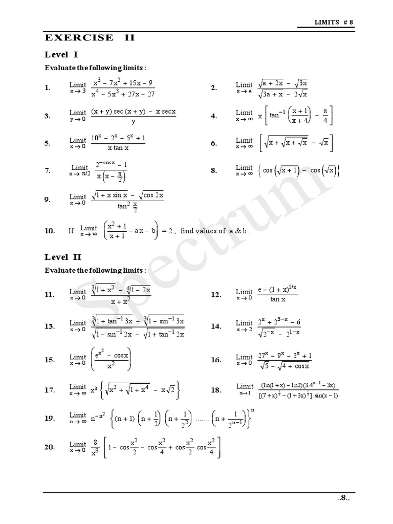Limits Assingment - Ex - 2 PDF | PDF