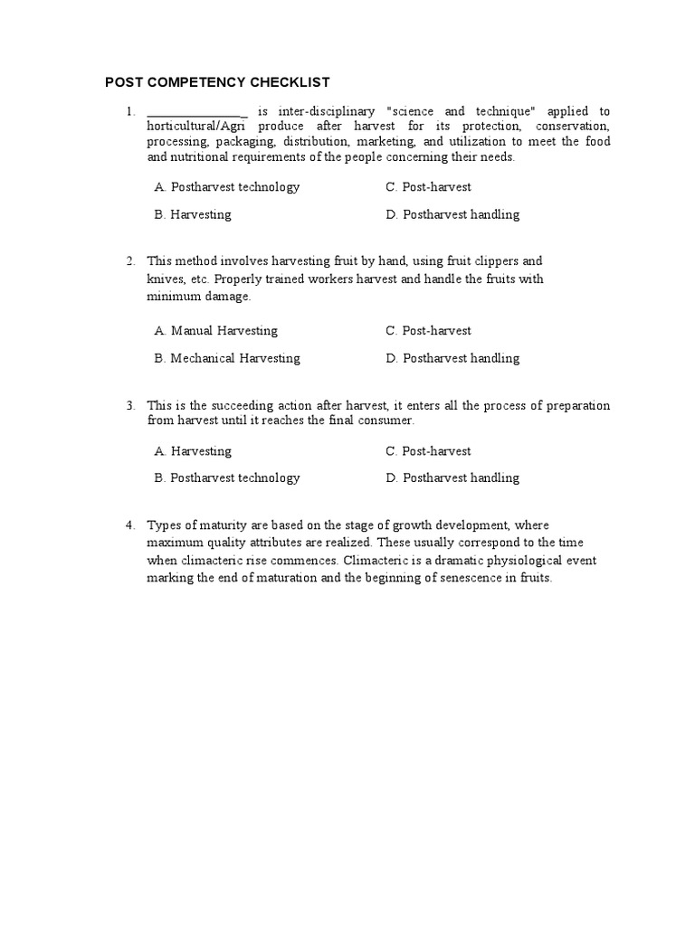 Postharvest Technology and Practices Guide | PDF