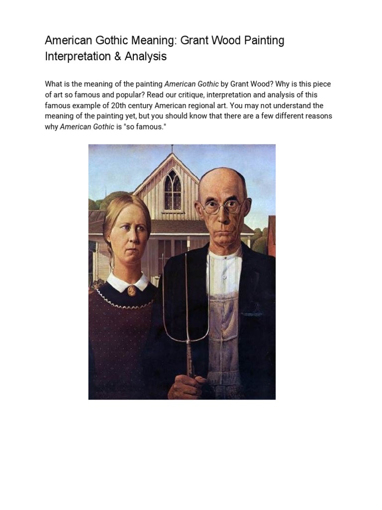 American Gothic Meaning Grant Wood Painting Interpretation Analysis PDF