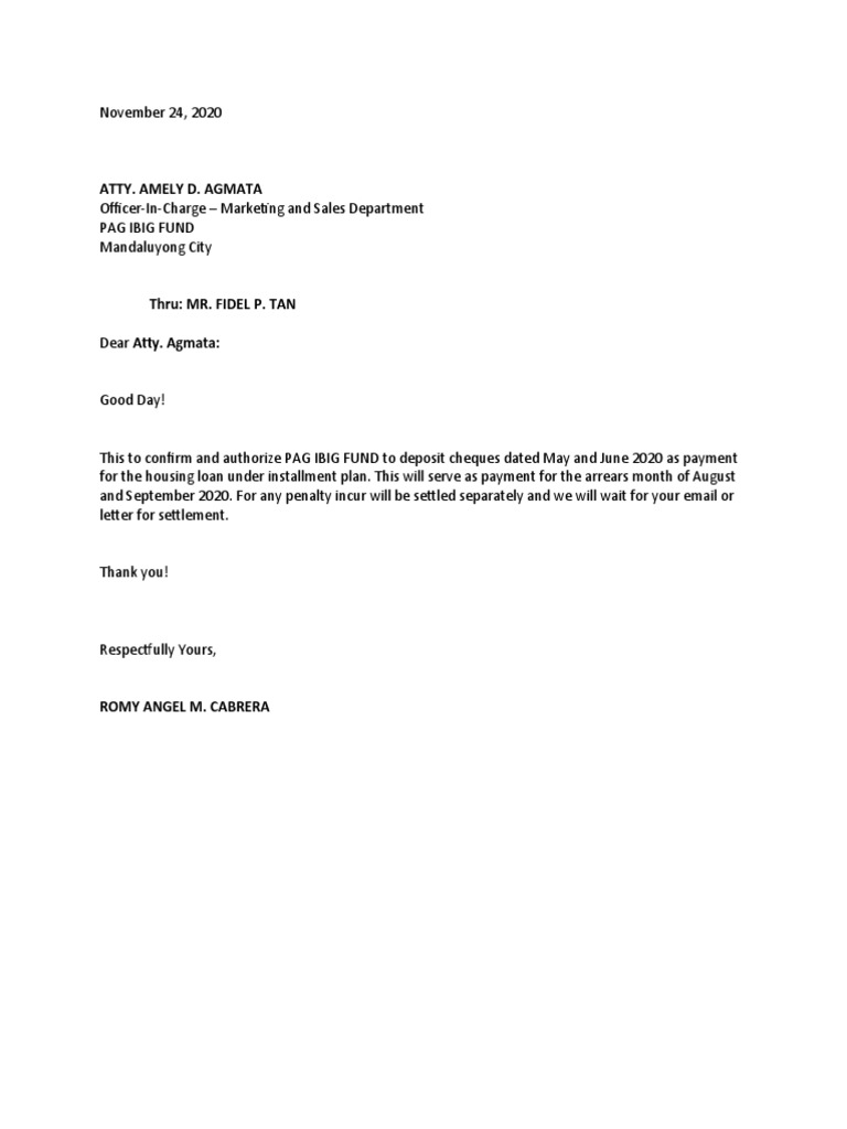 Letter to pag ibig pdf