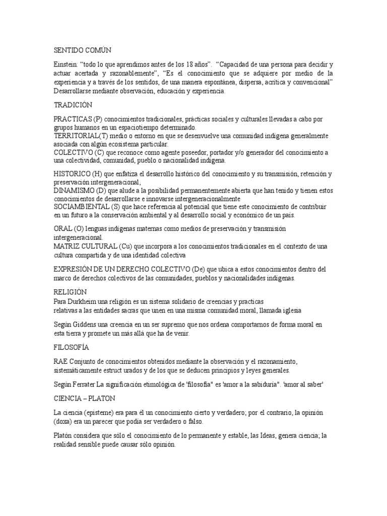 Sentido Común | PDF | Conocimiento | Racionalismo