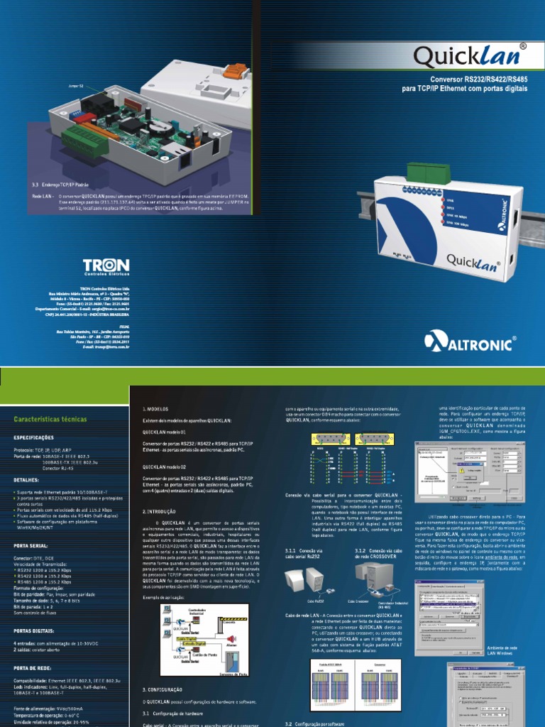 Conversor RS485 Ethernet Quicklan PDF | PDF