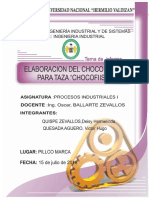 Pia - Producto - Chocolate para Taza - Primer Informe Experimental - Procesos Industriales