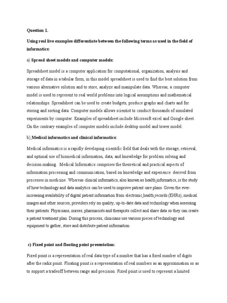 Introduction To Informatics Assignment | PDF | Health Informatics ...