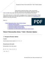 Rangkuman Materi Matematika Kelas 7 Bab 3 Bentuk Aljabar PDF