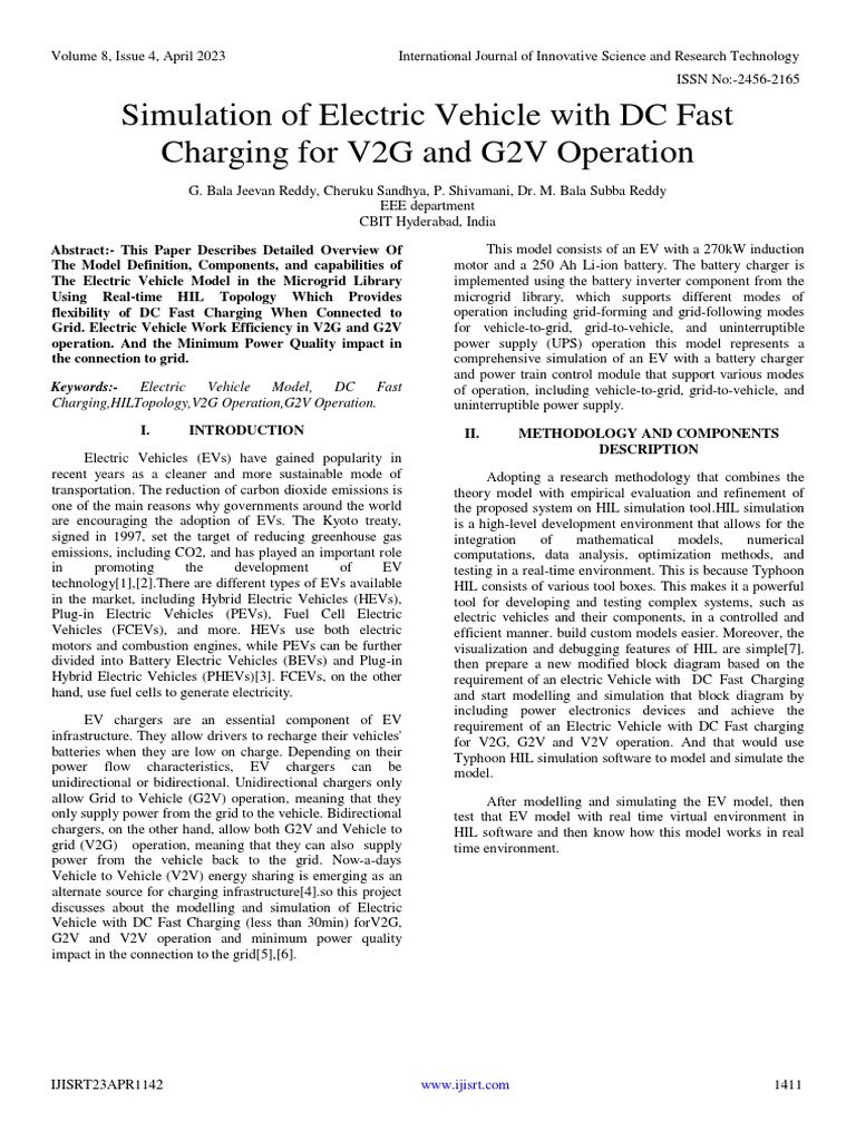 EV Simulation for V2G and G2V Charging | PDF | Electric Vehicle | Plug ...