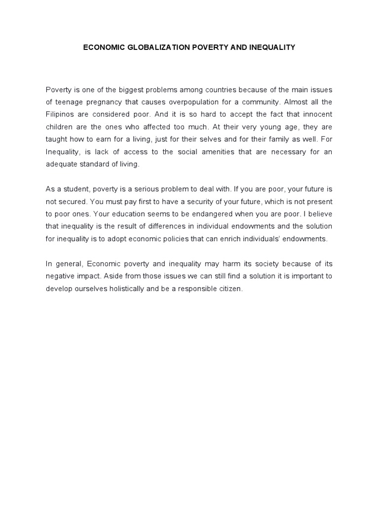 Economic Globalization and Poverty Issues | PDF | Lifestyle