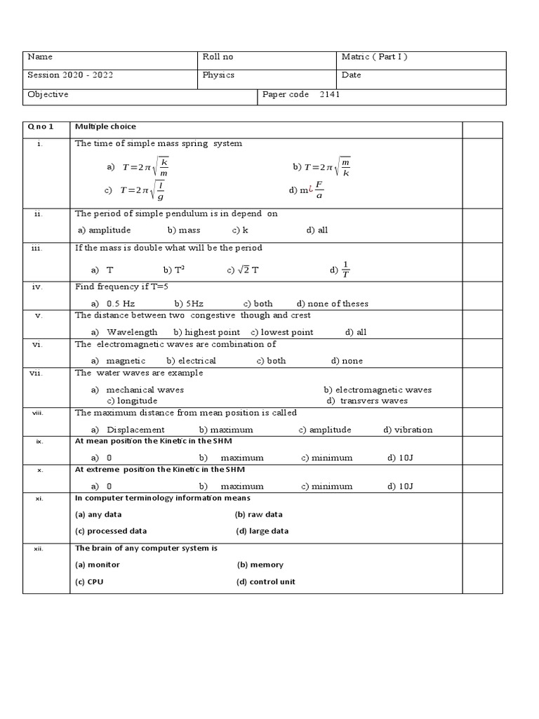 Physics Chap 1 + 17 10th | PDF | Waves | Frequency