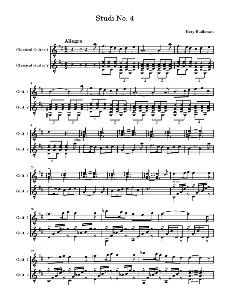 Partitur Gitar Klasik Pemula | PDF