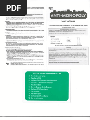 Anti-Monopoly Board Game Rules
