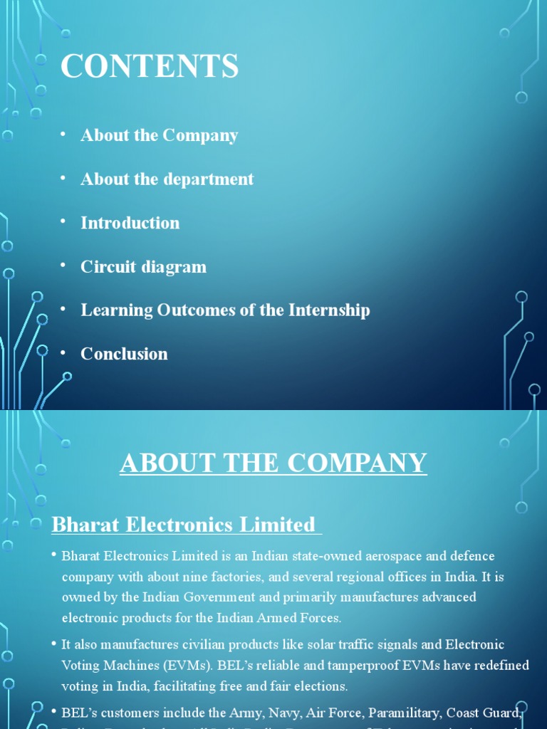Bharat Electronics Internship Overview | PDF | Computers | Technology ...
