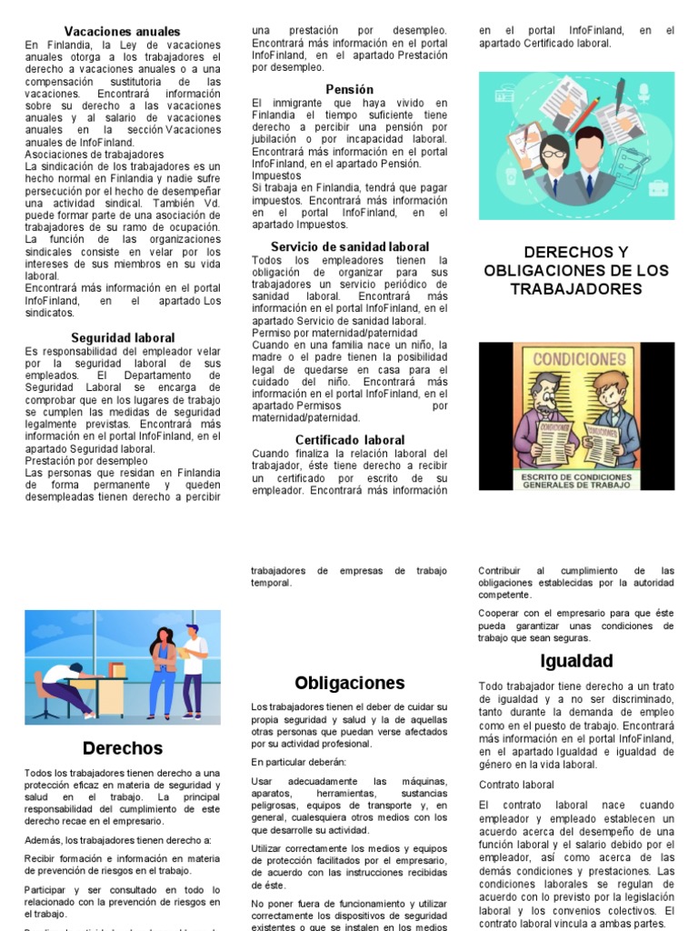 Triptico Derechos y Obligaciones de Los Trabajadores | PDF