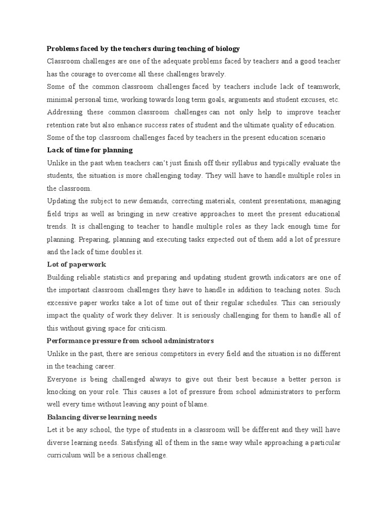 Problem Faced During Teaching of Biology - Lec-1 | PDF