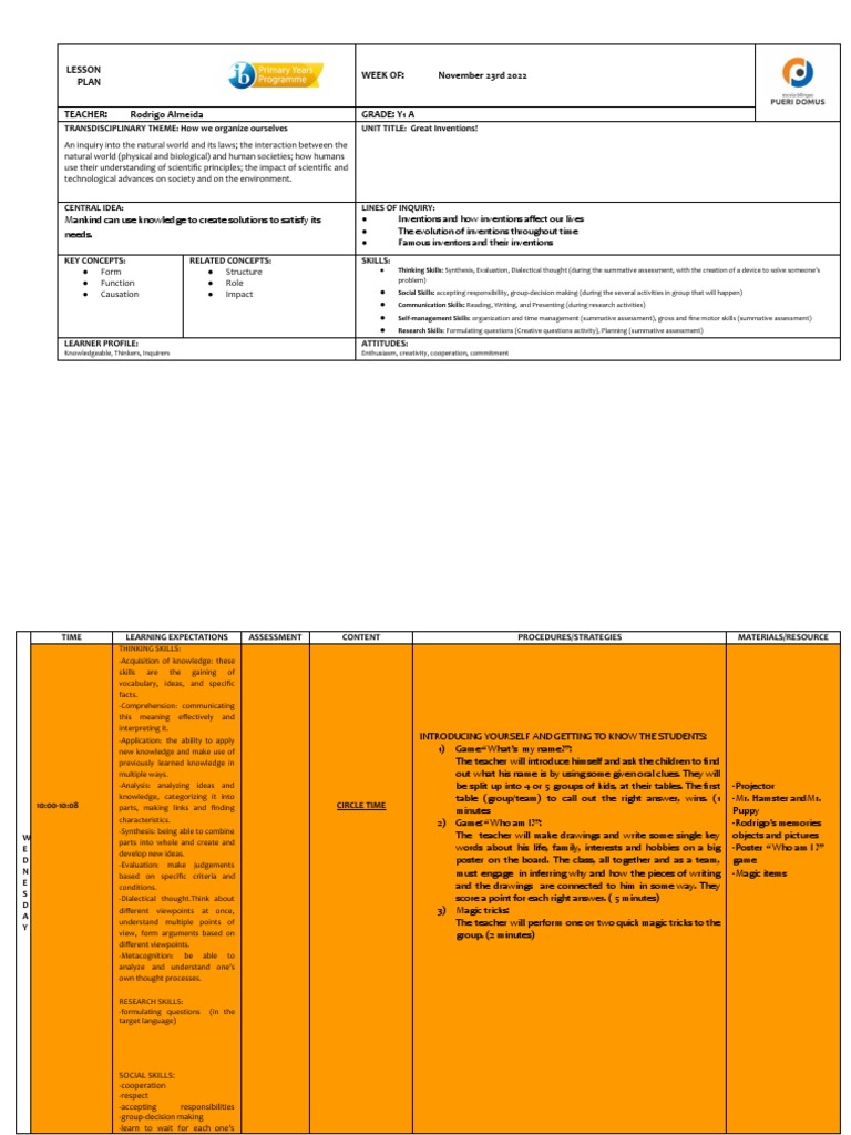 Y1 Lesson Plan - Rodrigo Almeida - Microteaching PDF | PDF | Learning ...