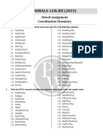 Coordination Chemistry - Diwali Assignment II (Pathshala 12th JEE 2023)
