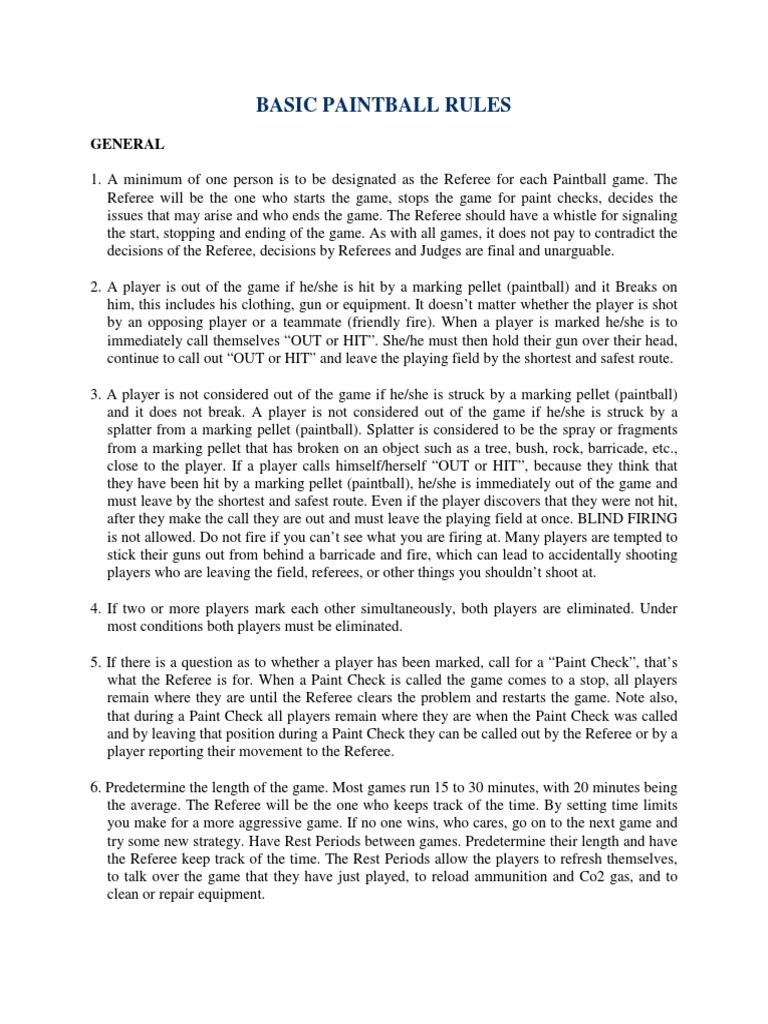 Paintball Rules PDF