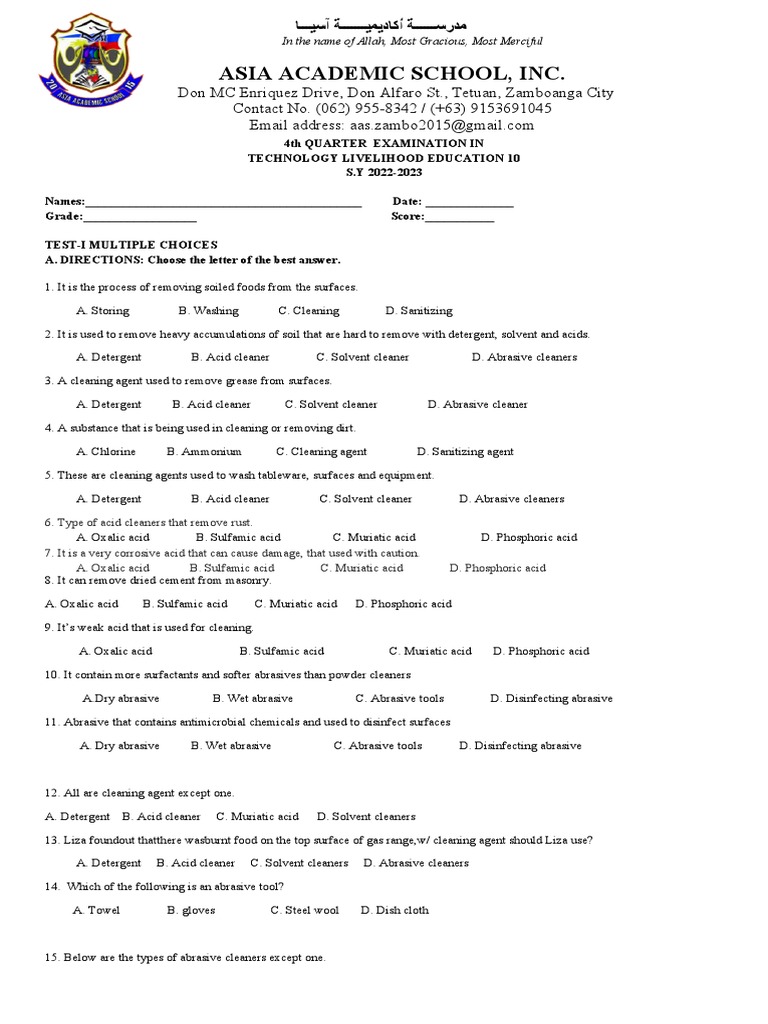 4th Quarter Examination G10 PDF