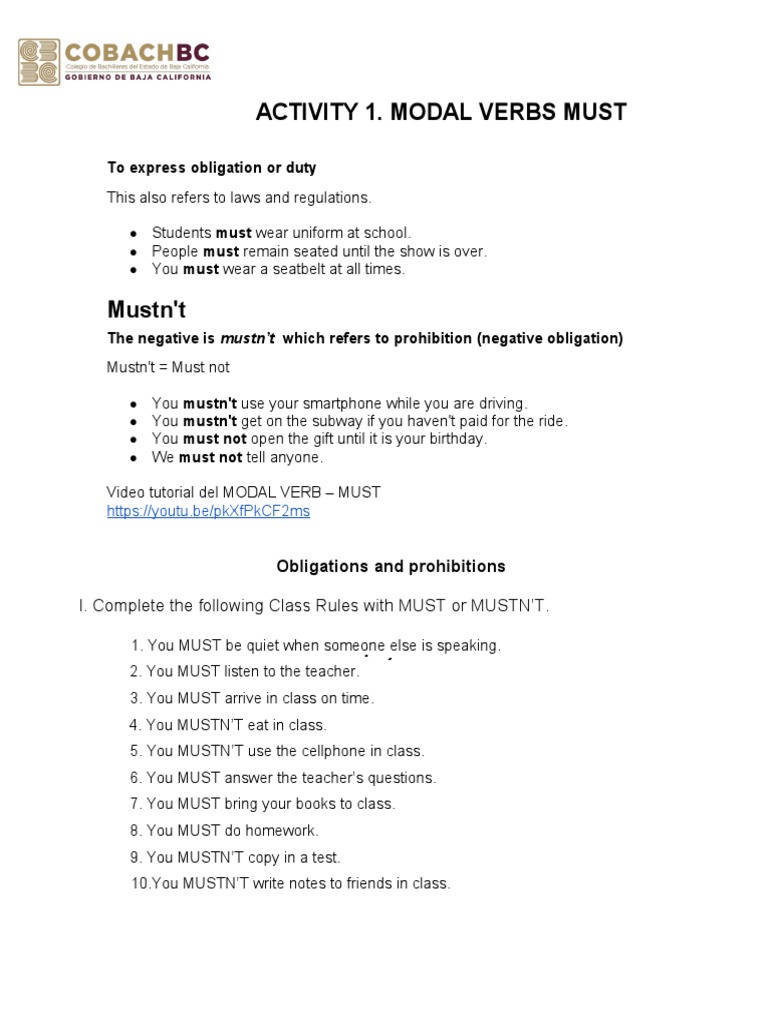 Anexo 1_Actividad 1 Modal Verb MUST CONTESTADO.docx | PDF