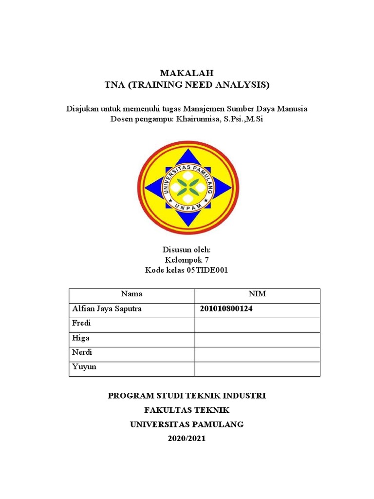 Analisis Kebutuhan Pelatihan (TNA) | PDF | Bisnis | Pengembangan Diri