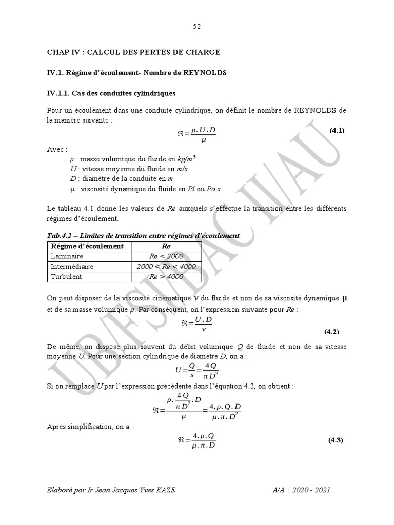 Chap IV. Calcul Des Pertes de Charge PDF