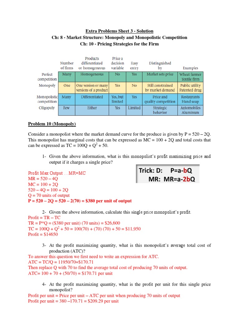 Solution-BECO575-Worksheet 3 (8 And10 - Market Structures) PDF | PDF