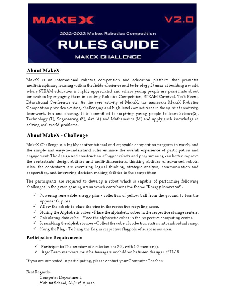 MakeX Robotics Challenge Overview | PDF | Computers