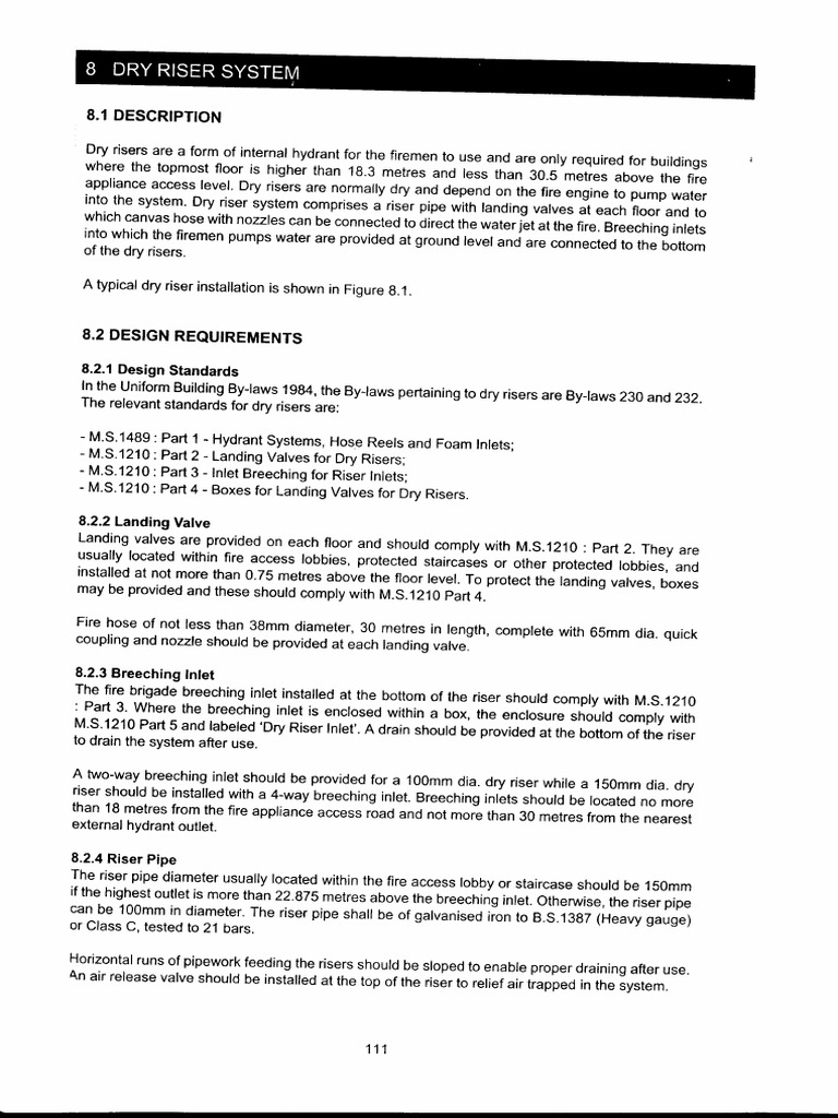 Dry Riser System Design and Requirements | PDF | Hydraulic Engineering ...