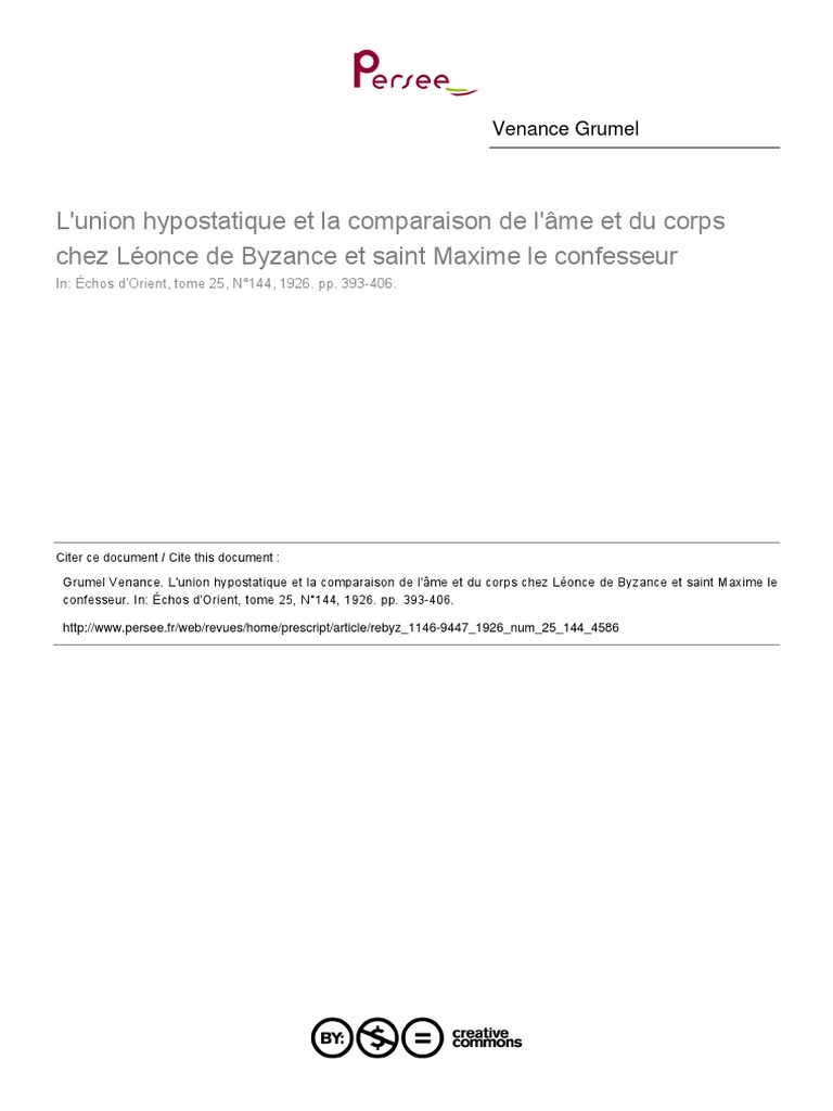 Union hypostatique : Léonce et Maxime | PDF