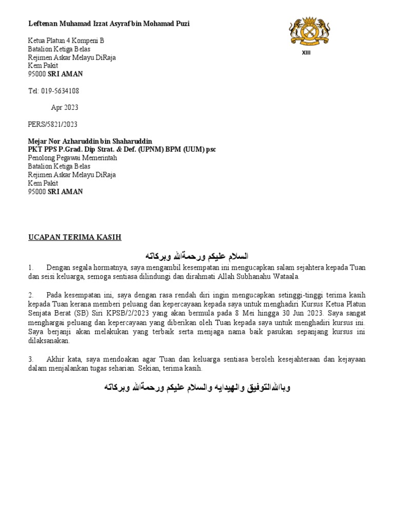 Surat Ucapan Terima Kasih | PDF