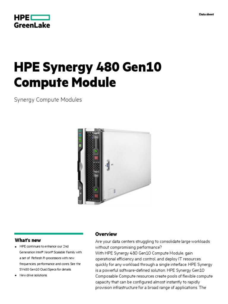 HPE Synergy 480 Gen10 Compute ModulePSN1010025863USEN PDF PDF